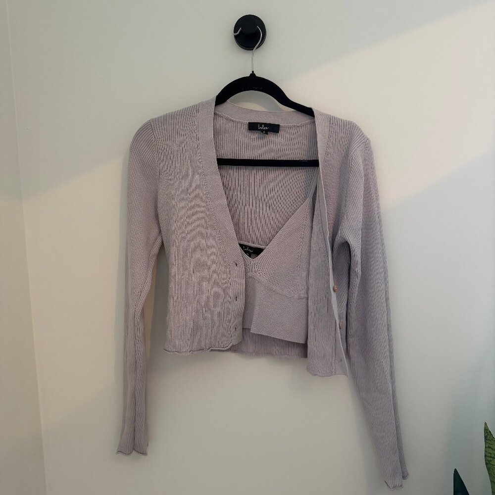 Lulus | Lilac Knit Matching Set | Cardigan & Bralette Top | Women’s Medium | NWT